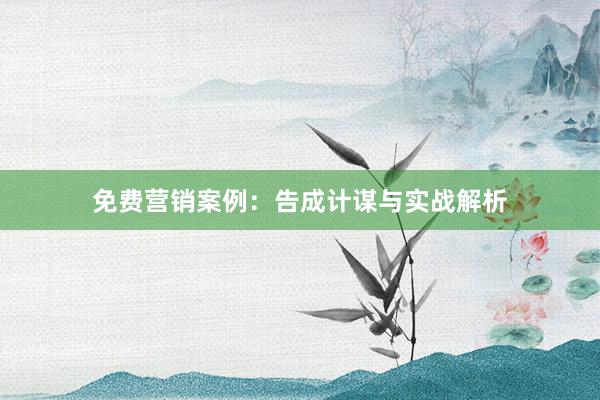 免费营销案例：告成计谋与实战解析